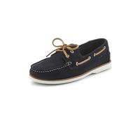 Bootsschuh ELBSAND, Damen, Gr. 44, blau (marine), Obermaterial: 100% Rindsleder. Futter: 100% Rindsleder. Decksohle: 100% Lederimitat. Laufsohle: 100% Synthetik, unifarben, kontrastfarbene Details, kl