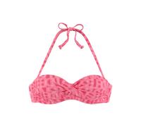 Bügel-Bandeau-Bikini-Top ELBSAND "Letra", Damen, Gr. 32, Cup A, orange (koralle), Recycling-Polyamid, bedruckt, Bikini-Oberteile, mit tollem Wording (24162133-32) koralle