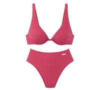 Bügel-Bikini ELBSAND, Damen, Gr. 40, Cup D, rot (hummer), Recycling-Polyamid, unifarben, strukturiert, Bikini-Sets, aus trendiger Rippware, Topseller (98576108-40) hummer