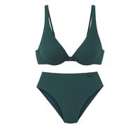 Bügel-Bikini ELBSAND, Damen, Gr. 36, Cup D, blau (petrol), Recycling-Polyamid, strukturiert, unifarben, Bikini-Sets Bügel-Bikini, aus trendiger Rippware (40372662-36) petrol