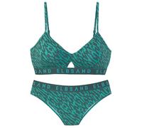 Bustier-Bikini ELBSAND, Damen, Gr. 36, Cup C/D, grün (petrol bedruckt), Recycling-Polyamid, Bikini-Sets, mit Markenschriftzug (78815400-36) petrol bedruckt