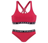 Bustier-Bikini ELBSAND, Damen, Gr. 40, Cup A/B, rot, Microfaser, unifarben mit Farbeinsatz, Bikini-Sets, mit kontrastfarbenen Schriftzügen (49970739-40) rot