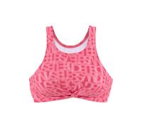 Crop-Bikini-Top ELBSAND "Letra", Damen, Gr. 38, Cup A/B, orange (koralle), Recycling-Polyamid, bedruckt, Bikini-Oberteile, mit tollem Wording (67418648-38) koralle