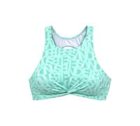 Crop-Bikini-Top ELBSAND "Letra", Damen, Gr. 34, Cup C/D, grün (mint), Recycling-Polyamid, bedruckt, Bikini-Oberteile, mit tollem Wording (28892167-34) mint