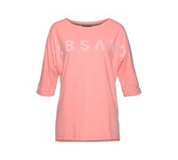 3/4-Arm-Shirt ELBSAND "Iduna", Damen, Gr. XXL (44), orange (koralle), Jersey, Obermaterial: 50% Baumwolle, 50% Polyester, unifarben, figurumspielend hüftlang, Rundhals, Shirts 3/4-Arm-Shirt, aus Baumw