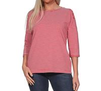 Elbsand Damen 3/4-Arm Shirt Damenshirt mit Streifen ESWVeera 70597 00 Barberry+Cloud White (0139) M