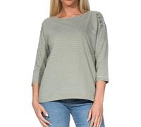 ELBSAND - Women's Veera T-Shirt 3/4 Sleeve - Longsleeve, Gr. M, beige (GreenLeaf/CloudWhite)