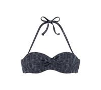 Bügel-Bandeau-Bikini-Top ELBSAND "Letra", Damen, Gr. 40, Cup E, schwarz, Recycling-Polyamid, bedruckt, Bikini-Oberteile, mit tollem Wording (39067731-40) schwarz