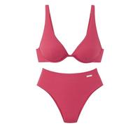 Bügel-Bikini ELBSAND, Damen, Gr. 36, Cup C, rot (hummer), Recycling-Polyamid, unifarben, strukturiert, Bikini-Sets, aus trendiger Rippware (24427807-36) hummer