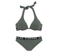 Elbsand Bügel-Bikini mit kontrastfarbenen Markenschriftzügen, grün, color=oliv|cupSize=E|size=38