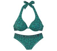 Bügel-Bikini ELBSAND, Damen, Gr. 38, Cup E, grün (petrol bedruckt), Recycling-Polyamid, Bikini-Sets, mit Markenschriftzug, Topseller (50977736-38) petrol bedruckt