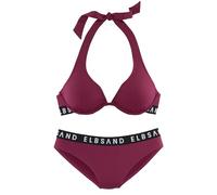Bügel-Bikini ELBSAND, Damen, Gr. 42, Cup D, beere, Recycling-Polyamid, unifarben mit Farbeinsatz, Bikini-Sets Bügel-Bikini, mit Markenschriftzügen in Kontrastfarbe (27382806-42) beere