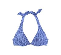 Bügel-Bikini-Top ELBSAND "Letra", Damen, Gr. 38, Cup B, blau, Recycling-Polyamid, bedruckt, Bikini-Oberteile, mit tollem Wording (42530841-38) blau
