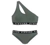 Bustier-Bikini ELBSAND, Damen, Gr. 34, Cup A/B, grün (oliv), Microfaser, unifarben mit Farbeinsatz, Bikini-Sets, mit Markenschriftzügen in Kontrastfarbe (72071649-34) oliv