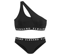Bustier-Bikini ELBSAND, Damen, Gr. 32, Cup A/B, schwarz, Microfaser, unifarben mit Farbeinsatz, Bikini-Sets, mit Markenschriftzügen in Kontrastfarbe (24333903-32) schwarz