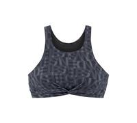 Crop-Bikini-Top ELBSAND "Letra", Damen, Gr. 38, Cup A/B, schwarz, Recycling-Polyamid, bedruckt, Bikini-Oberteile, mit tollem Wording (29286555-38) schwarz