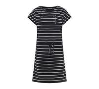 Elbsand Damen Jersey-Kleid ESWSellvie Kurzarm Shirtkleid mit Streifen 70721 00 Quartz+Bright White Stripe (083) L