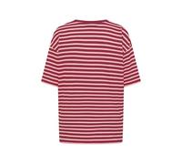 Elbsand Damen Jersey T-Shirt ESWKia Kurzarmshirt Oversized mit Streifen 70856 00 Ruby + Shell Pink Stripe (098) M