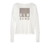 Langarmshirt ELBSAND "Irpa", Damen, Gr. XXL (44), weiß, Jersey, Obermaterial: 50% Baumwolle, 50% Polyester, leicht transparent, unifarben mit Farbeinsatz, figurumspielend hüftlang, Rundhals, Shirts La