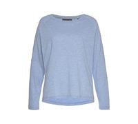 Longsleeve ELBSAND "Tira", Damen, Gr. L (40), blau, Jersey, Obermaterial: 50% Baumwolle, 50% Polyester, unifarben, figurumspielend hüftlang, Rundhals, Raglanärmel, Shirts Longsleeve, mit Logodruck hin