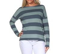 Elbsand Damen Longsleeve Langarmshirt mit Streifen ESWMilia 70674 00 Soft Sage + Moonstone (0118) L