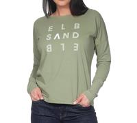 Elbsand Damen Longsleeve leichtes Langarmshirt mit Frontprint ESIngiara 70404 00 Green Leaf (8870) M