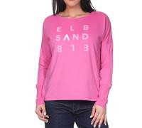 Elbsand Damen Longsleeve leichtes Langarmshirt mit Frontprint ESIngiara 70404 00 Magenta Sky (6640) XL