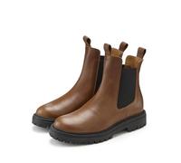 Stiefelette ELBSAND "Chelseaboots, Schlupfstiefel, Bikerboots, Sommerstiefelette", Damen, Gr. 37, schwarz (camel, schwarz), Obermaterial: 100% Rindsleder. Decksohle: 100% Synthetik. Futter: 100% Synth