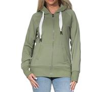 Elbsand Damen Sweatjacke Freizeitjacke mit Kapuze ESKelda 70299-00 Green Leaf (8870) XL