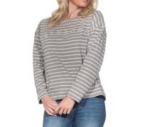 Elbsand Damen Sweatshirt ESWUlima gestreifter Pullover Sweater mit Streifen 70830 00 Soft Mud+Cloud White Stripe (075) M