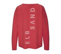Sweatshirt ELBSAND "Raina", Damen, Gr. M (38), rot, Sweatware, Obermaterial: 95% Baumwolle, 5% Elasthan, unifarben, figurumspielend hüftlang, Rundhals, Sweatshirts Sweatshirt, mit Logoprint am Rücken,