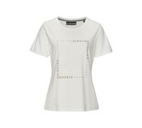 T-Shirt ELBSAND, Damen, Gr. M (38), beige (creme), Jersey, Obermaterial: 50% Baumwolle, 50% Polyester, unifarben, casual, figurumspielend hüftlang, Rundhals, Kurzarm, Shirts, mit Logodruck vorne (1797