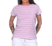 Elbsand Damen T-Shirt ESWSelma Kurzarmshirt mit Streifen 70691 00 Faded Rose + Bright White Stripe (086) S