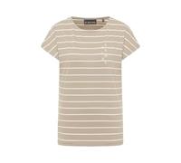 Elbsand Damen T-Shirt ESWSelma Kurzarmshirt mit Streifen 70691 00 Soft Mud + Bright White Stripe (088) S