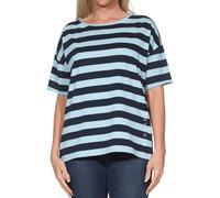 Elbsand Damen T-Shirt gestreiftes Jersey Kurzarmshirt ESWLuani 70796 00 Coldwater + Wave Blue (0134) L