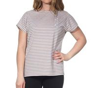Elbsand Damen T-Shirt Selma Kurzarmshirt mit Streifen Camel/Bright White Größe M