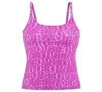 Tankini-Top ELBSAND "Letra", Damen, Gr. 42, Cup A/B, pink (fuchsia), Recycling-Polyamid, bedruckt, Bikini-Oberteile, mit tollem Wording, Topseller (90664016-42) fuchsia