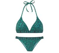 Triangel-Bikini ELBSAND, Damen, Gr. 42, Cup C/D, grün (petrol bedruckt), Recycling-Polyamid, Bikini-Sets Triangel-Bikini, mit Markenschriftzug (25627008-42) petrol bedruckt