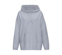 Hoodie ELBSAND, Damen, Gr. 44/46, blau (rauchblau meliert), Feinstrick, Obermaterial: 50% Viskose (LENZING™), 28% Polyester, 22% Polyamid, meliert, unifarben, Sweatshirts Hoodie, aus hochwertigen Stri
