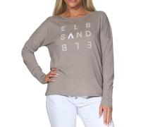 Elbsand Damen Longsleeve leichtes Langarmshirt mit Frontprint ESIngiara 70404 00 Silver Sand Mel. (1410) S