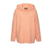 Kapuzenpullover ELBSAND, Damen, Gr. 44/46, orange (aprikose), Feinstrick, Obermaterial: 50% Viskose, 28% Polyester, 22% Nylon, meliert, unifarben, bequem hüftlang, Rippstrickbündchen, Pullover Kapuzen