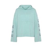 Kapuzenpullover ELBSAND, Damen, Gr. 32/34, blau (türkis), Feinstrick, Obermaterial: 50% Viskose, 28% Polyester, 22% Nylon, meliert, unifarben, lässig geschnitten hüftlang, Pullover Kapuzenpullover, mi