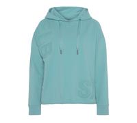 Kapuzensweatshirt ELBSAND "Elgin", Damen, Gr. XL (42), blau (aqua), angeraute Sweatware, Obermaterial: 95% Baumwolle, 5% Elasthan, unifarben, figurumspielend hüftlang, breiter Bund, Sweatshirts, mit L