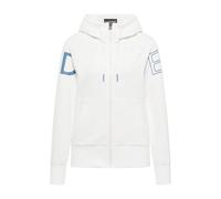 Elbsand Kinea Damen Sweatjacke, Zip-Jacke mit Kapuze, schmal geschnitten (DE/NL/SE/PL, Alphanumerisch, M, Regular, Regular, Cloud White + Coast Blue)
