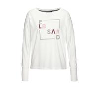 Langarmshirt ELBSAND, Damen, Gr. L (40), weiß bedruckt, Jersey, Obermaterial: 50% Baumwolle, 50% Polyester, bedruckt, figurumspielend hüftlang, Rundhals, Shirts, mit Frontdruck, Longsleeve, lockerer S