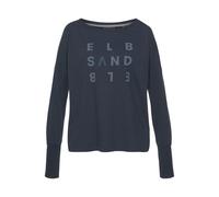 Longsleeve ELBSAND "Ingiara", Damen, Gr. L (40), blau (marine), Jersey, Obermaterial: 50% Baumwolle, 50% Polyester, unifarben, figurumspielend hüftlang, Rundhals, Rippbündchen, Shirts, mit Logodruck v