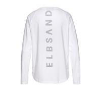 Longsleeve ELBSAND "Tinna", Damen, Gr. L (40), weiß, Jersey, Obermaterial: 50% Baumwolle, 50% Polyester, unifarben, figurumspielend hüftlang, Rundhals, Shirts, mit Logodruck hinten, Langarmshirt aus B