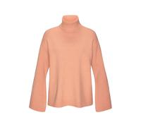 Rollkragenpullover ELBSAND, Damen, Gr. 40/42, orange (aprikose), Strick, Obermaterial: 50% Viskose, 28% Polyester, 22% Nylon, unifarben, meliert, casual, hüftlang, Langarm Rippstrickbündchen, Pullover
