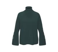 Rollkragenpullover ELBSAND, Damen, Gr. 36/38, blau (petrol), Strick, Obermaterial: 50% Viskose, 28% Polyester, 22% Nylon, unifarben, meliert, casual, hüftlang, Langarm Rippstrickbündchen, Pullover, au
