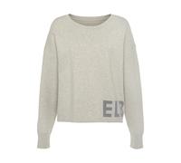 Strickpullover ELBSAND, Damen, Gr. 44/46, grau (hellgrau), Obermaterial: 50% Viskose, 28% Polyester, 22% Nylon, meliert, unifarben, lässig geschnitten hüftlang, Rundhals, Rippbündchen, Pullover Strick